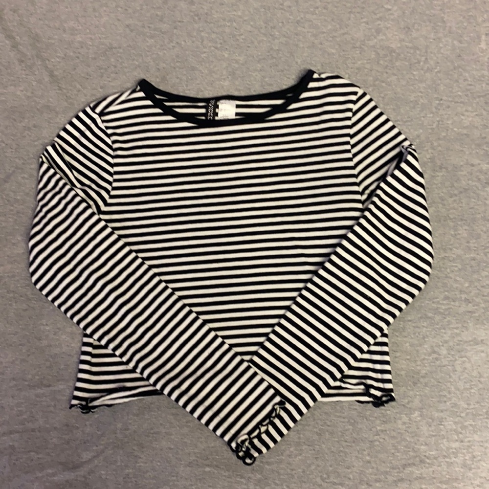 Black and white striped crop top